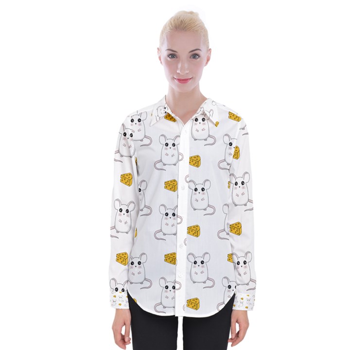 Cute Mouse Pattern Womens Long Sleeve Shirt