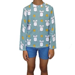 Cute Mouse Pattern Kids  Long Sleeve Swimwear by Valentinaart