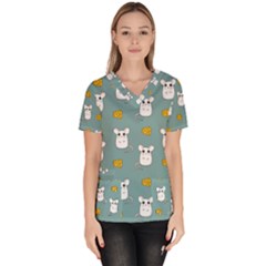 Cute Mouse Pattern Scrub Top