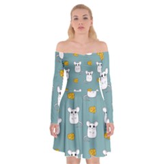 Cute Mouse Pattern Off Shoulder Skater Dress by Valentinaart