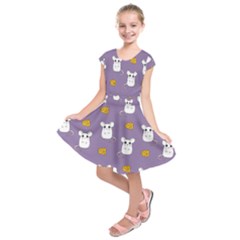 Cute Mouse Pattern Kids  Short Sleeve Dress by Valentinaart