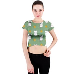 Cute Mouse Pattern Crew Neck Crop Top by Valentinaart