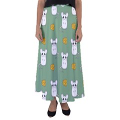 Cute Mouse Pattern Flared Maxi Skirt