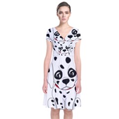 Cute Dalmatian Puppy  Short Sleeve Front Wrap Dress by Valentinaart