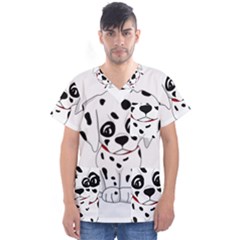 Cute Dalmatian Puppy  Men s V-neck Scrub Top