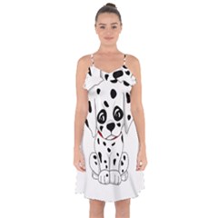 Cute Dalmatian Puppy  Ruffle Detail Chiffon Dress by Valentinaart