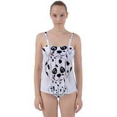 Cute Dalmatian Puppy  Twist Front Tankini Set