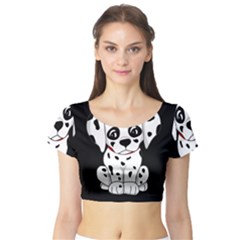 Cute Dalmatian Puppy  Short Sleeve Crop Top (tight Fit) by Valentinaart