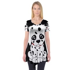 Cute Dalmatian Puppy  Short Sleeve Tunic  by Valentinaart