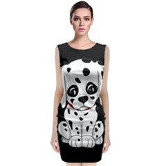 Cute Dalmatian Puppy  Sleeveless Velvet Midi Dress by Valentinaart