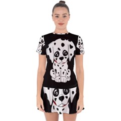 Cute Dalmatian Puppy  Drop Hem Mini Chiffon Dress by Valentinaart