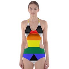 Straight Ally Flag Cut-out One Piece Swimsuit by Valentinaart