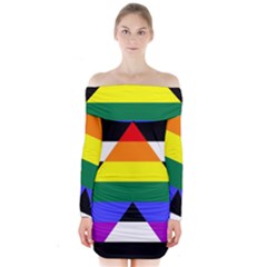 Straight Ally Flag Long Sleeve Off Shoulder Dress by Valentinaart