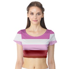 Lesbian Pride Flag Short Sleeve Crop Top (tight Fit) by Valentinaart