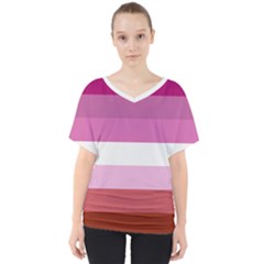 Lesbian Pride Flag V-neck Dolman Drape Top by Valentinaart