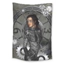 Steampunk, Steampunk Lady, Clocks And Gears In Silver Large Tapestry View1