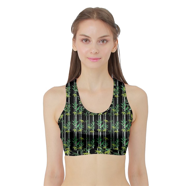 Bamboo pattern Sports Bra with Border