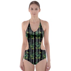 Bamboo Pattern Cut-out One Piece Swimsuit by ValentinaDesign