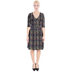 Bamboo Pattern Wrap Up Cocktail Dress