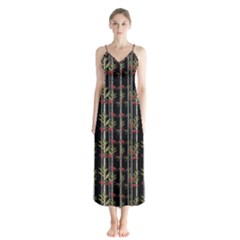 Bamboo Pattern Button Up Chiffon Maxi Dress by ValentinaDesign