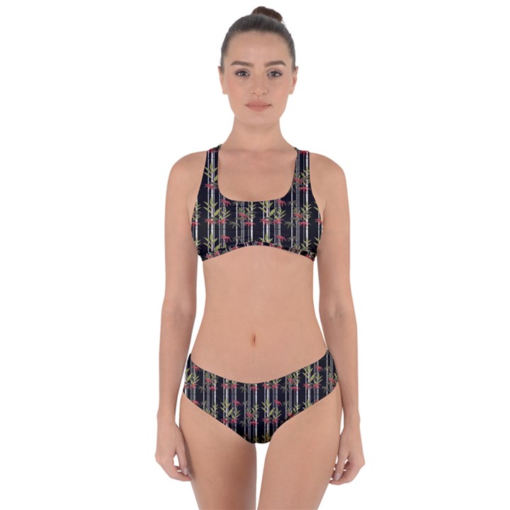 Bamboo pattern Criss Cross Bikini Set