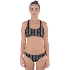 Bamboo Pattern Cross Back Hipster Bikini Set