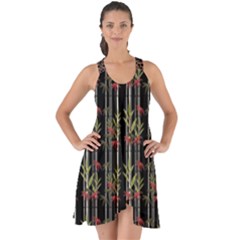 Bamboo Pattern Show Some Back Chiffon Dress