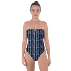 Bamboo Pattern Tie Back One Piece Swimsuit