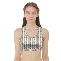 Bamboo Pattern Sports Bra With Border by ValentinaDesign