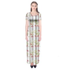 Bamboo Pattern Short Sleeve Maxi Dress by ValentinaDesign