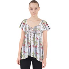 Bamboo Pattern Lace Front Dolly Top