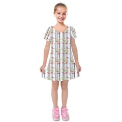 Bamboo Pattern Kids  Short Sleeve Velvet Dress by ValentinaDesign