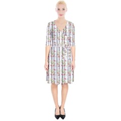 Bamboo Pattern Wrap Up Cocktail Dress