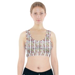 Bamboo Pattern Sports Bra With Pocket by ValentinaDesign