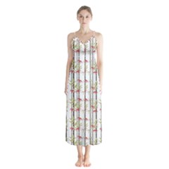 Bamboo Pattern Button Up Chiffon Maxi Dress by ValentinaDesign