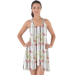 Bamboo Pattern Show Some Back Chiffon Dress