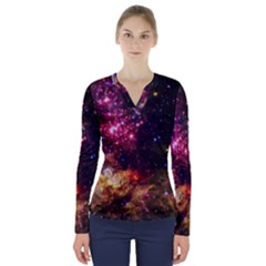 Space Colors V-neck Long Sleeve Top