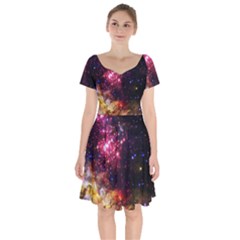 Space Colors Short Sleeve Bardot Dress