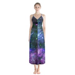 Space Colors Button Up Chiffon Maxi Dress