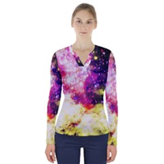 Space Colors V-neck Long Sleeve Top