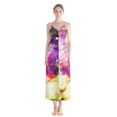 Space Colors Button Up Chiffon Maxi Dress