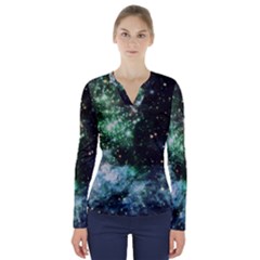 Space Colors V-neck Long Sleeve Top