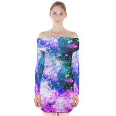 Space Colors Long Sleeve Off Shoulder Dress by ValentinaDesign