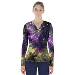 Space Colors V-neck Long Sleeve Top