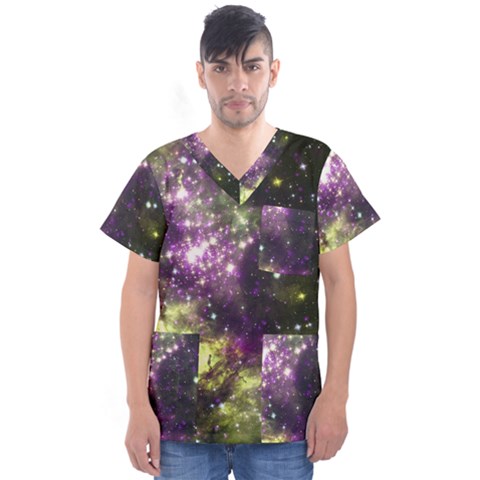 Space Colors Men s V-neck Scrub Top by ValentinaDesign