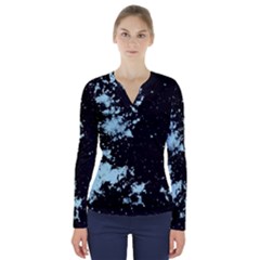 Space Colors V-neck Long Sleeve Top