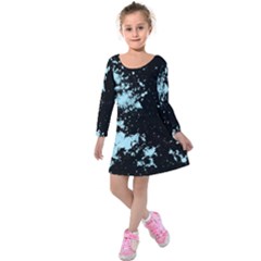 Space Colors Kids  Long Sleeve Velvet Dress