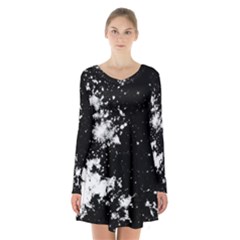 Space colors Long Sleeve Velvet V-neck Dress