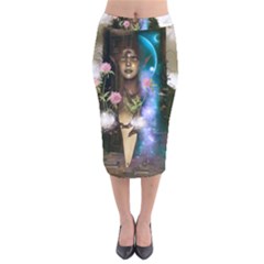 The Wonderful Women Of Earth Velvet Midi Pencil Skirt by FantasyWorld7