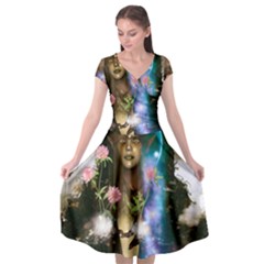 The Wonderful Women Of Earth Cap Sleeve Wrap Front Dress